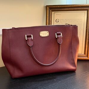 Michael Kors Deep Red Purse Tote Handbag